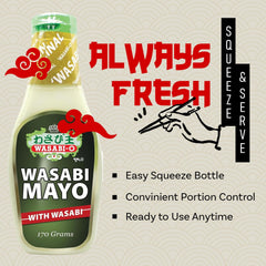 Wasabi-O drizzled on sushi roll adding bright wasabi flavor and visual appeal