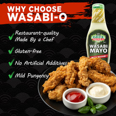 Wasabi-O squeeze nozzle close-up for precise, mess-free condiment control