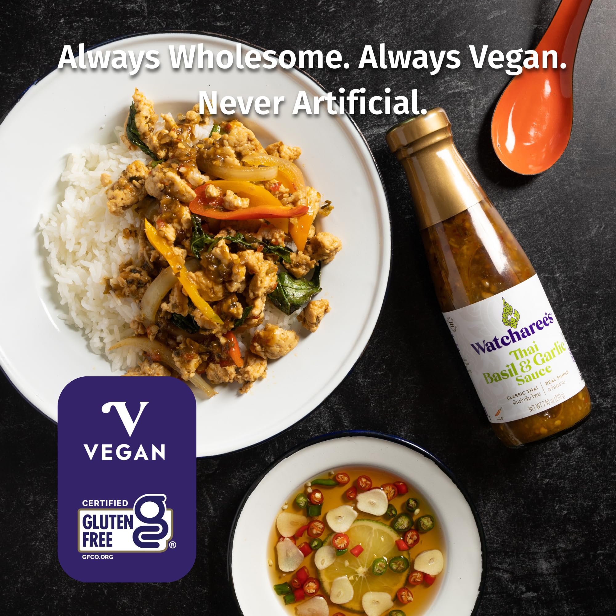 WATCHAREE'S sauce in a wok stir-fry adding restaurant-style flavor to vegetables