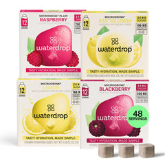 waterdrop front packaging showing 48-count variety pack and benefits