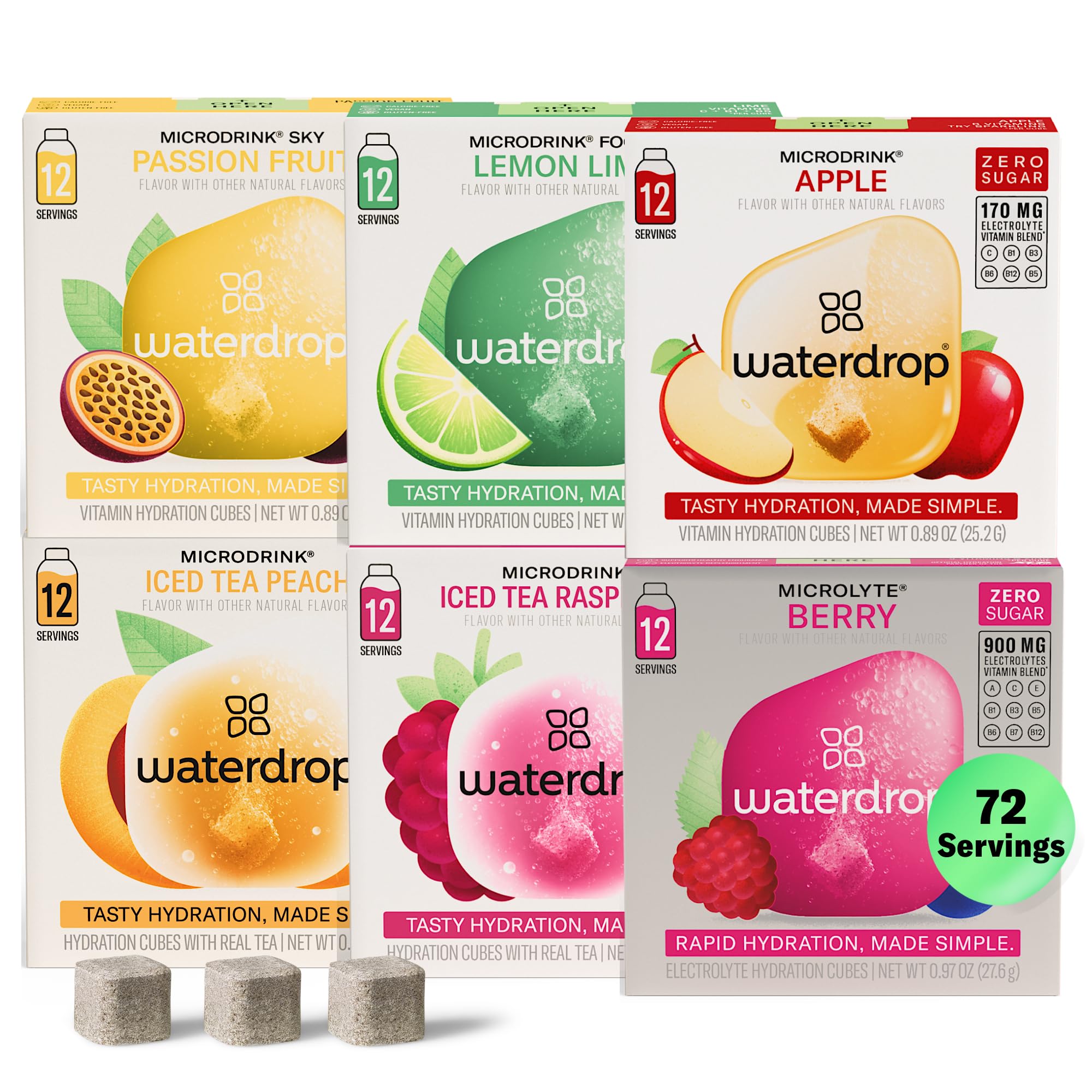waterdrop front packaging showing 72-count variety pack and benefits