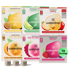 waterdrop front packaging showing 72-count variety pack and benefits