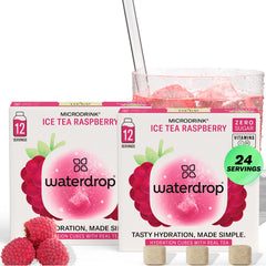 waterdrop front packaging showing iced tea raspberry flavor and benefits
