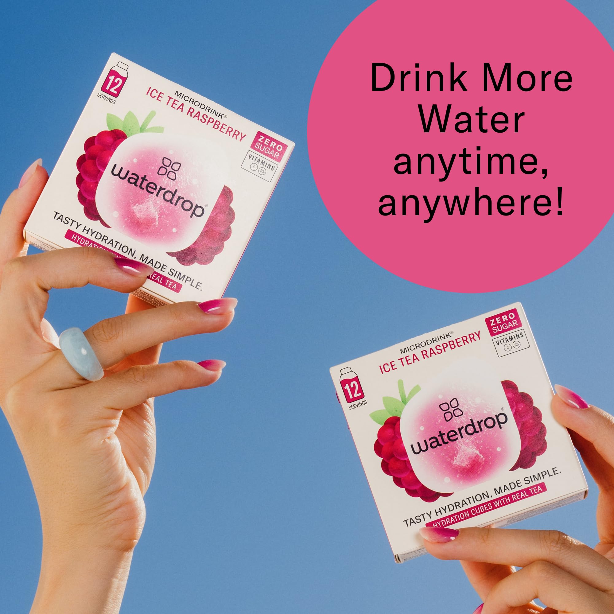 waterdrop label close-up showing electrolyte and vitamin blend information