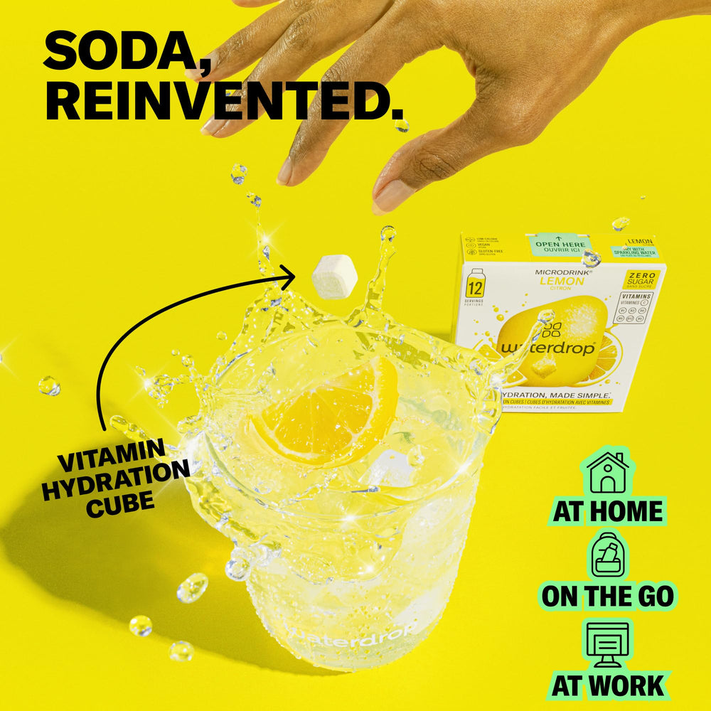 waterdrop MICRODRINK open box with individually wrapped cubes for portability