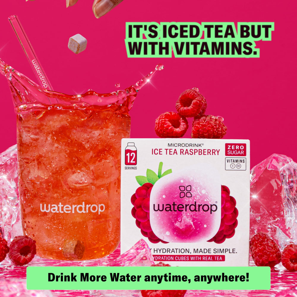 waterdrop MICRODRINK individually wrapped cubes inside a travel bag for convenience