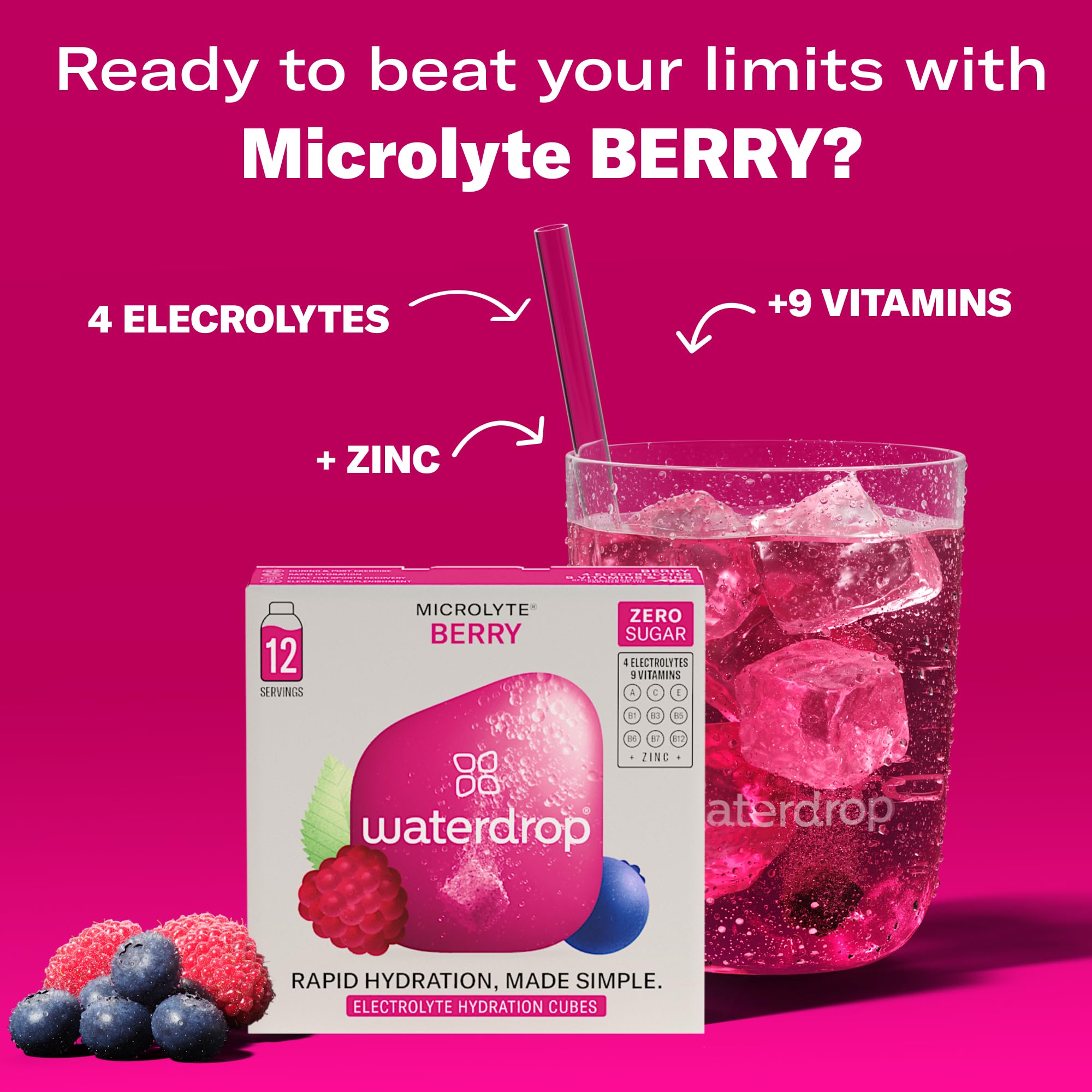 waterdrop MICRODRINK cube dissolving in glass visualizing fast mixing benefit