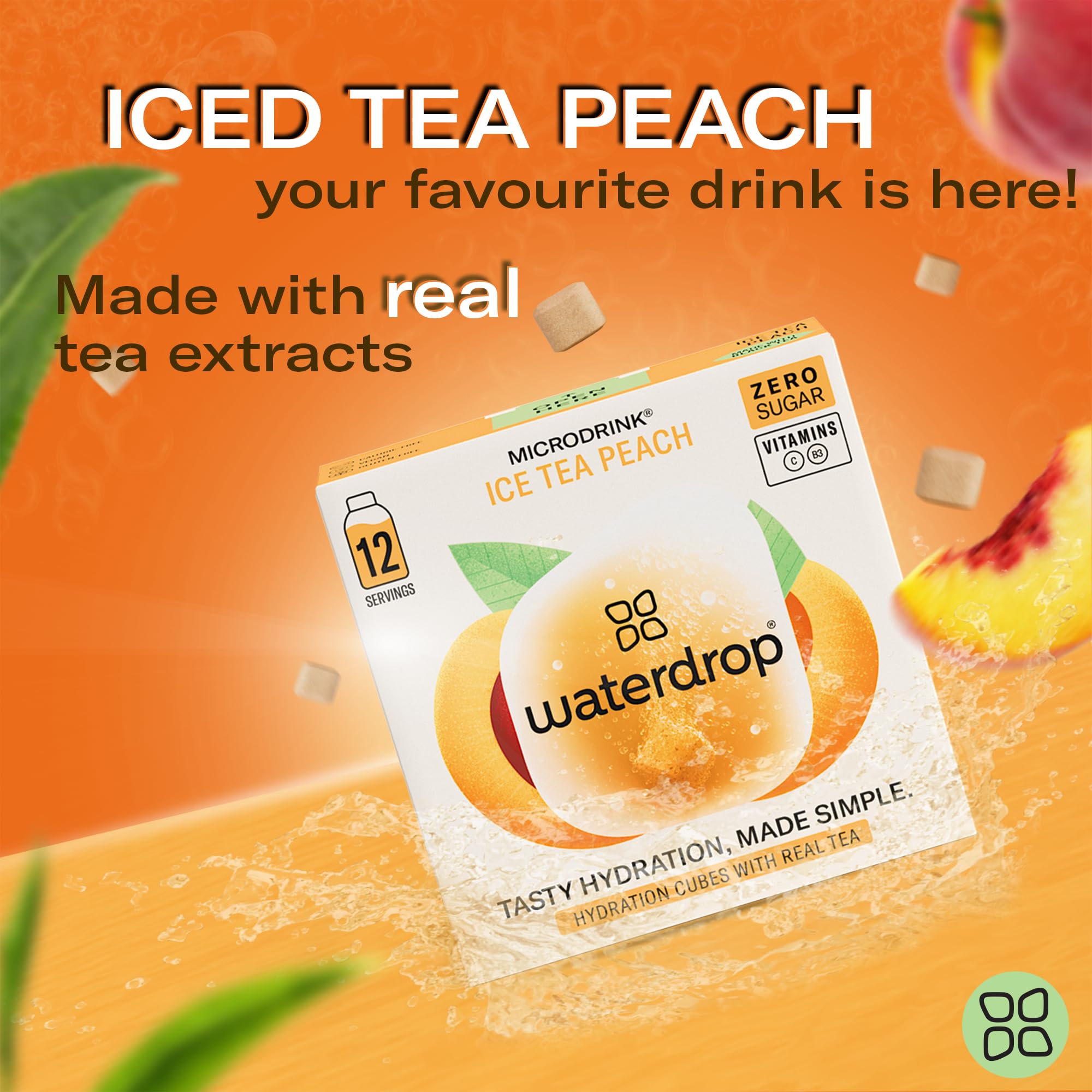 waterdrop MICRODRINK single wrapped cube out of box for easy portable hydration
