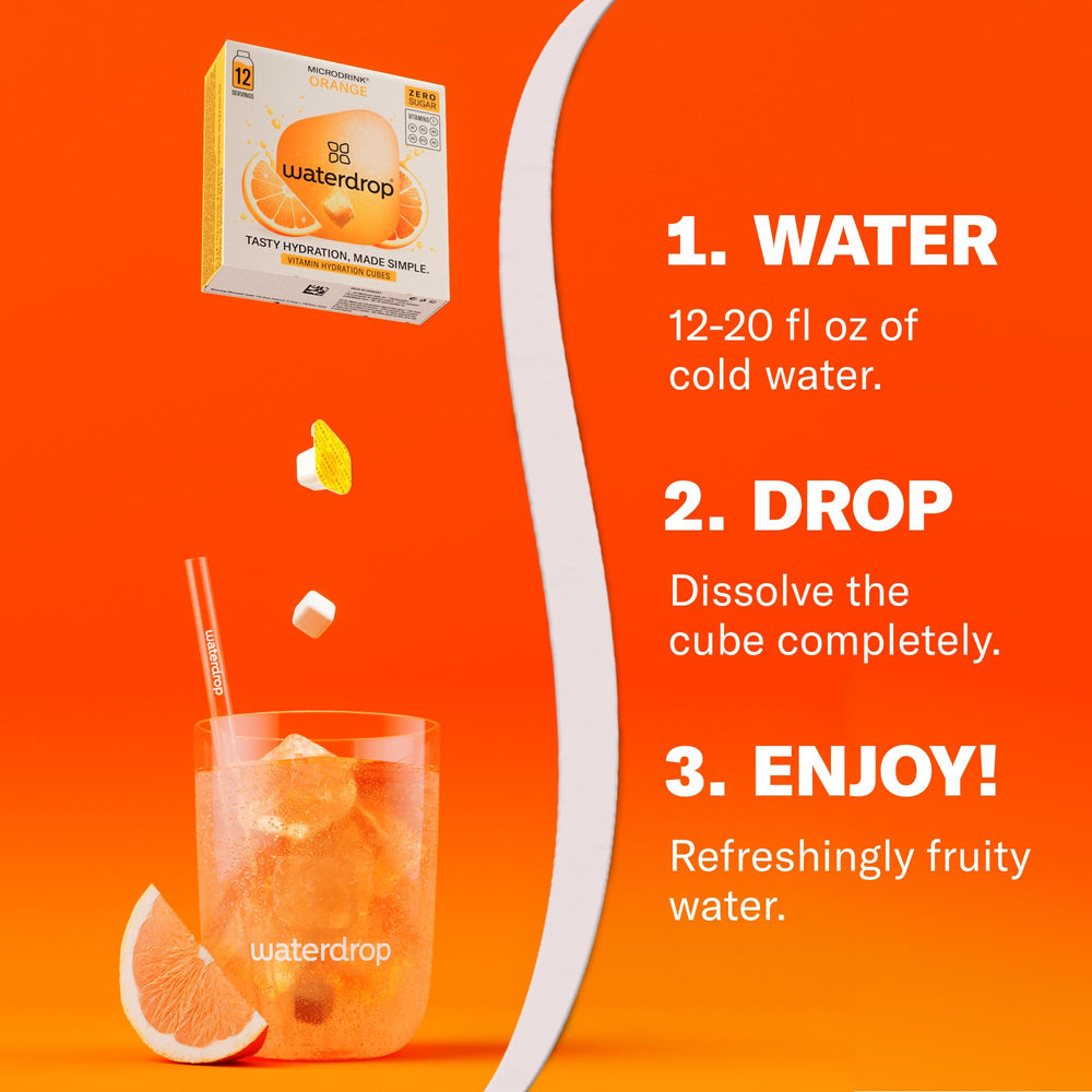 waterdrop MICRODRINK cube in travel bottle demonstrating portable hydration