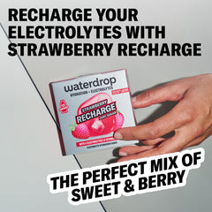 waterdrop MICRODRINK cube dissolving in glass showing fast hydration benefit