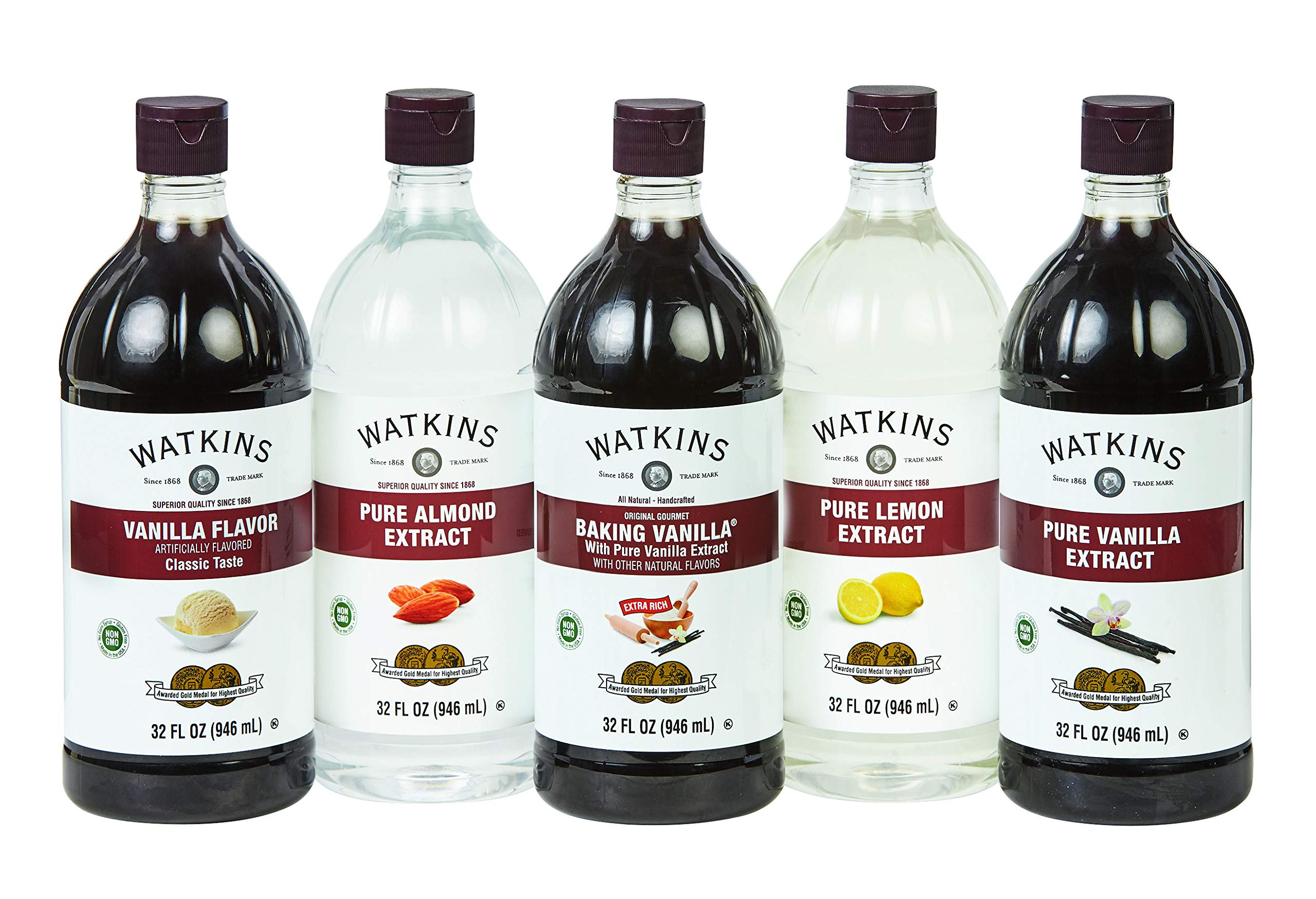 Watkins extract pouring into measuring spoon, showing precise dosing convenience
