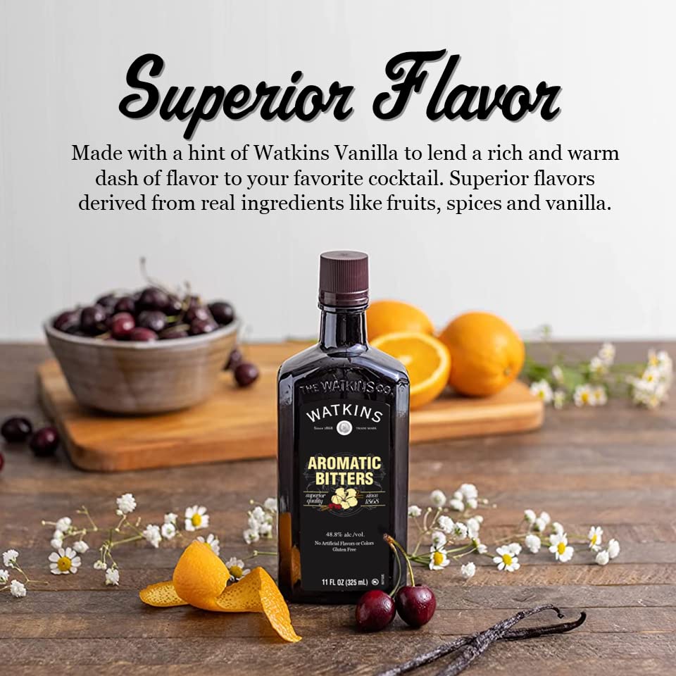 Watkins bitters droplet on spoon showing rich texture to enhance recipes