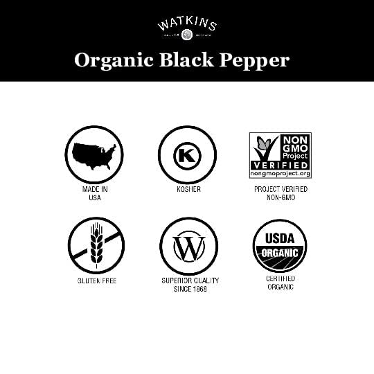 Home cook sprinkling Watkins black pepper over pan to enhance flavor during cooking