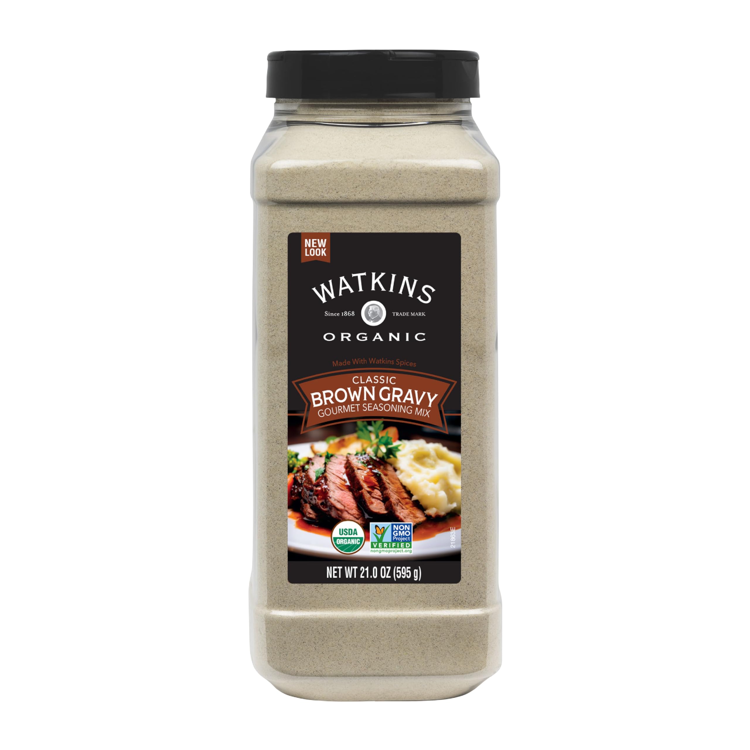 Watkins front packaging 21 oz showing organic label and convenient food-service benefit