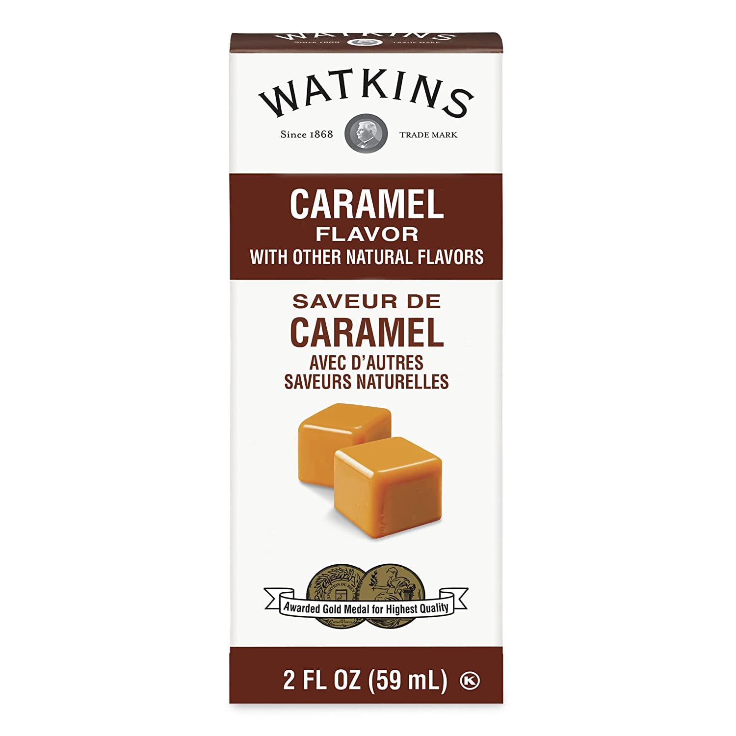 Watkins caramel extract pouring into bowl close-up demonstrates easy blending and consistent flavor