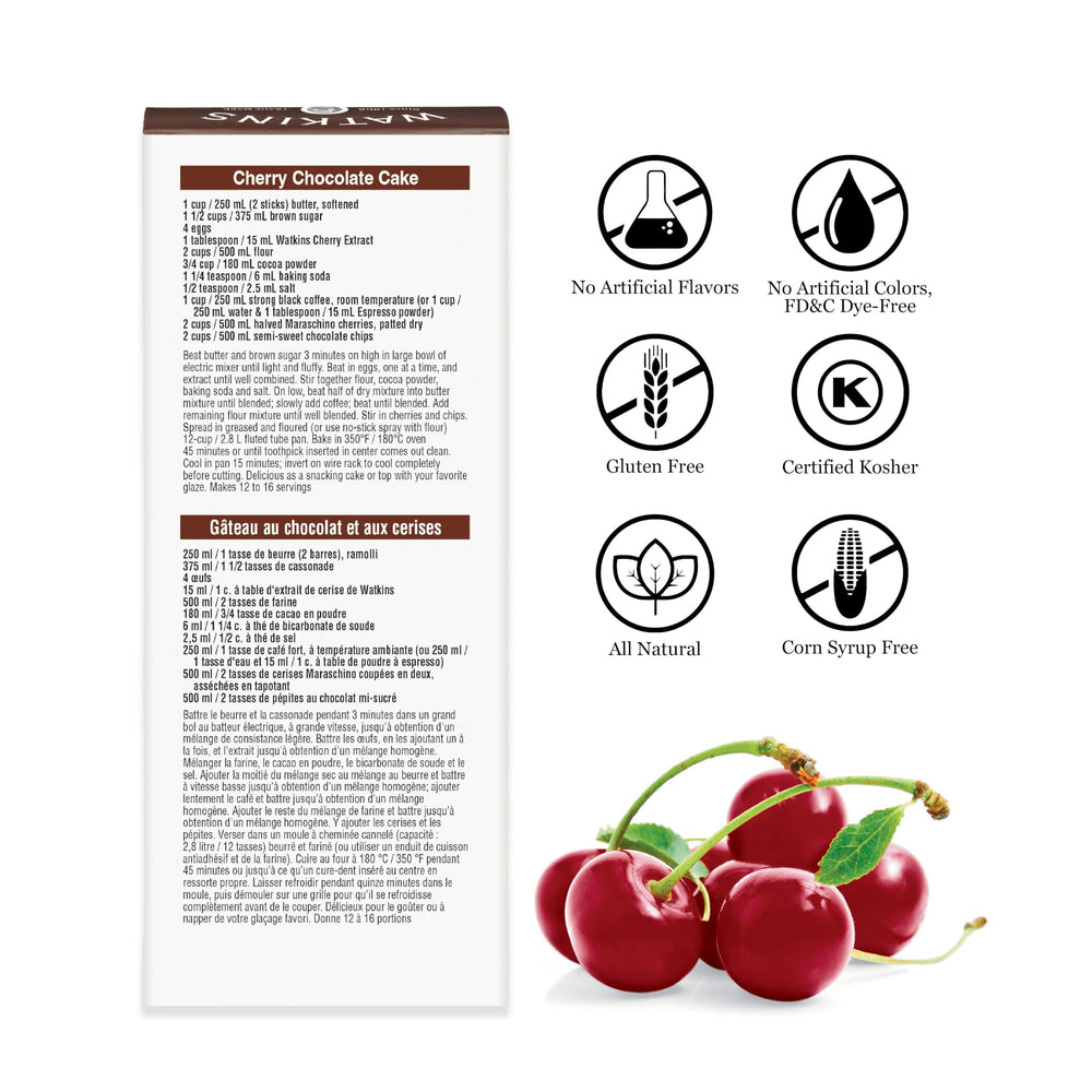 Close-up of Watkins label highlighting natural ingredients and kosher certification
