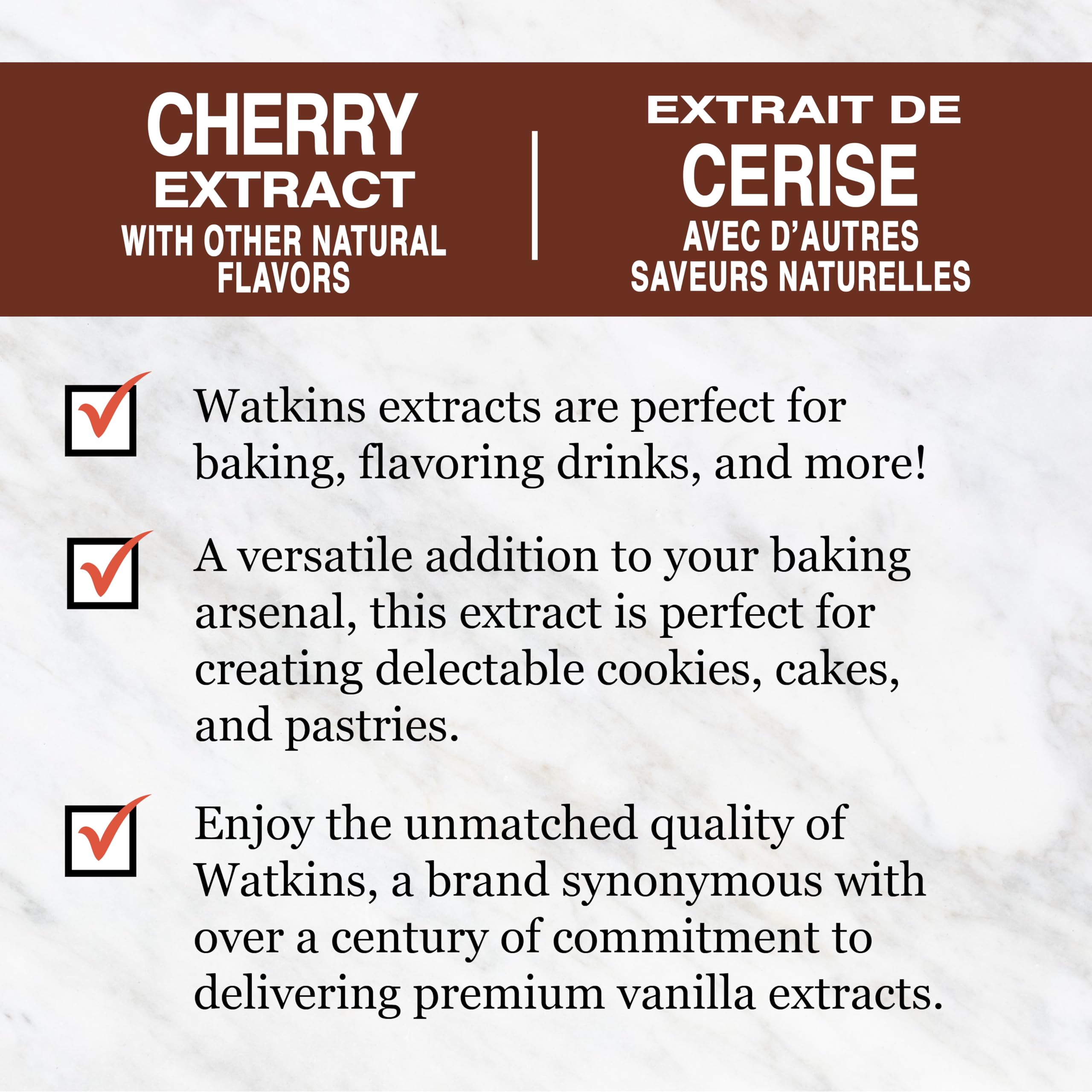 Watkins cherry extract bottle in a kitchen setting illustrating versatile use