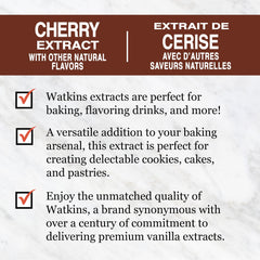 Watkins cherry extract bottle in a kitchen setting illustrating versatile use