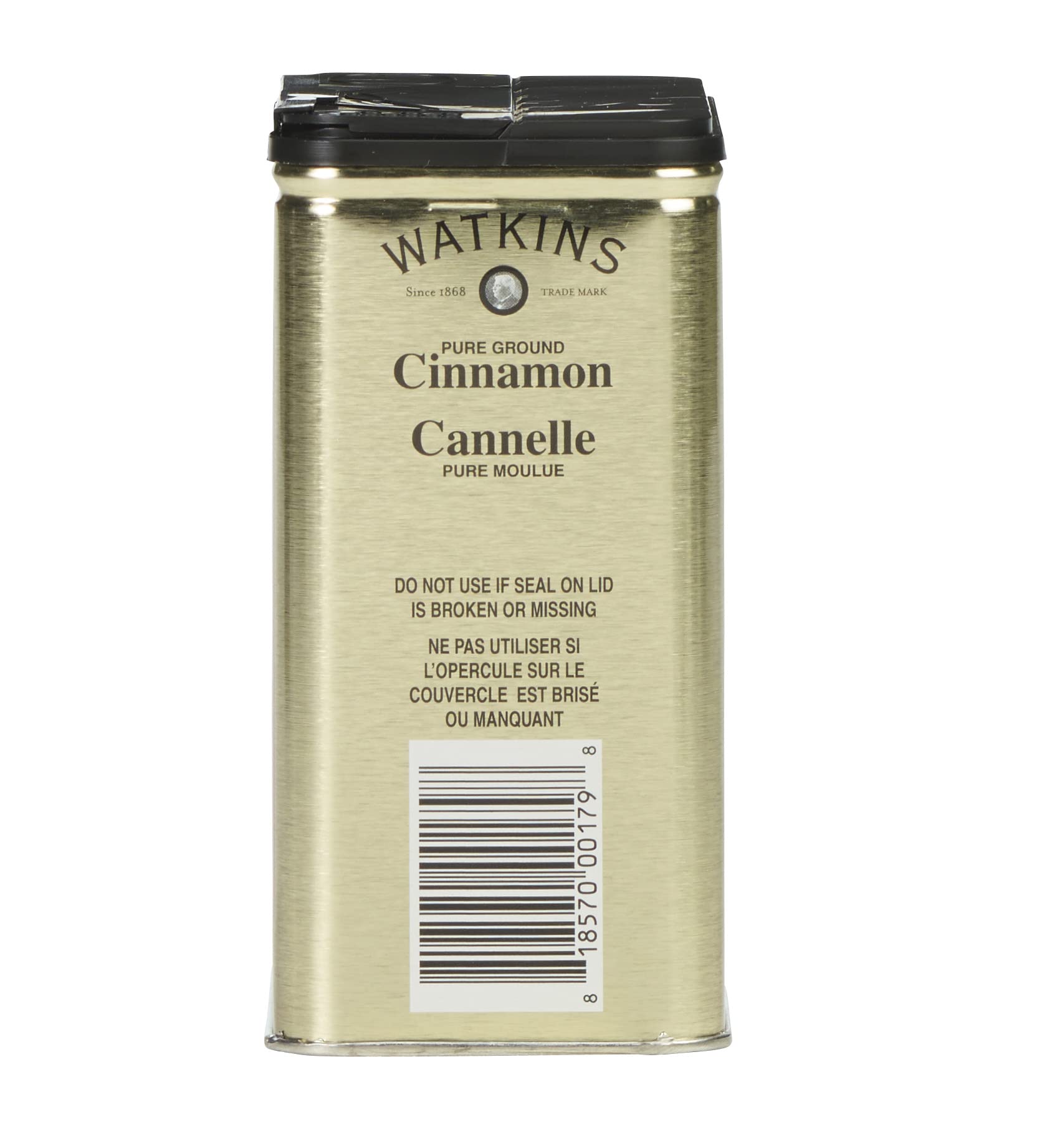 Watkins open tin top view with cinnamon visible for freshness benefit
