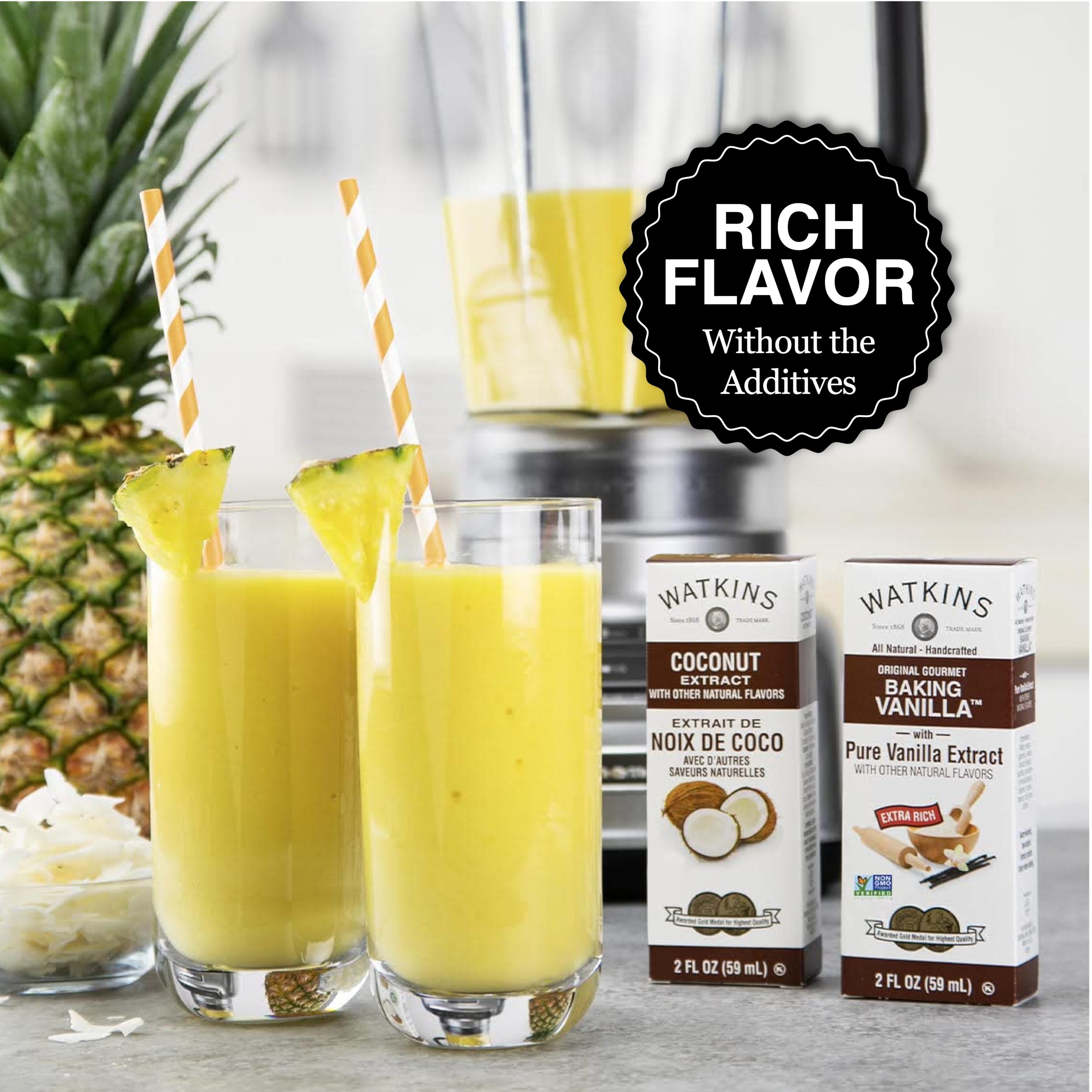 Watkins coconut extract used in baking to add consistent coconut flavor