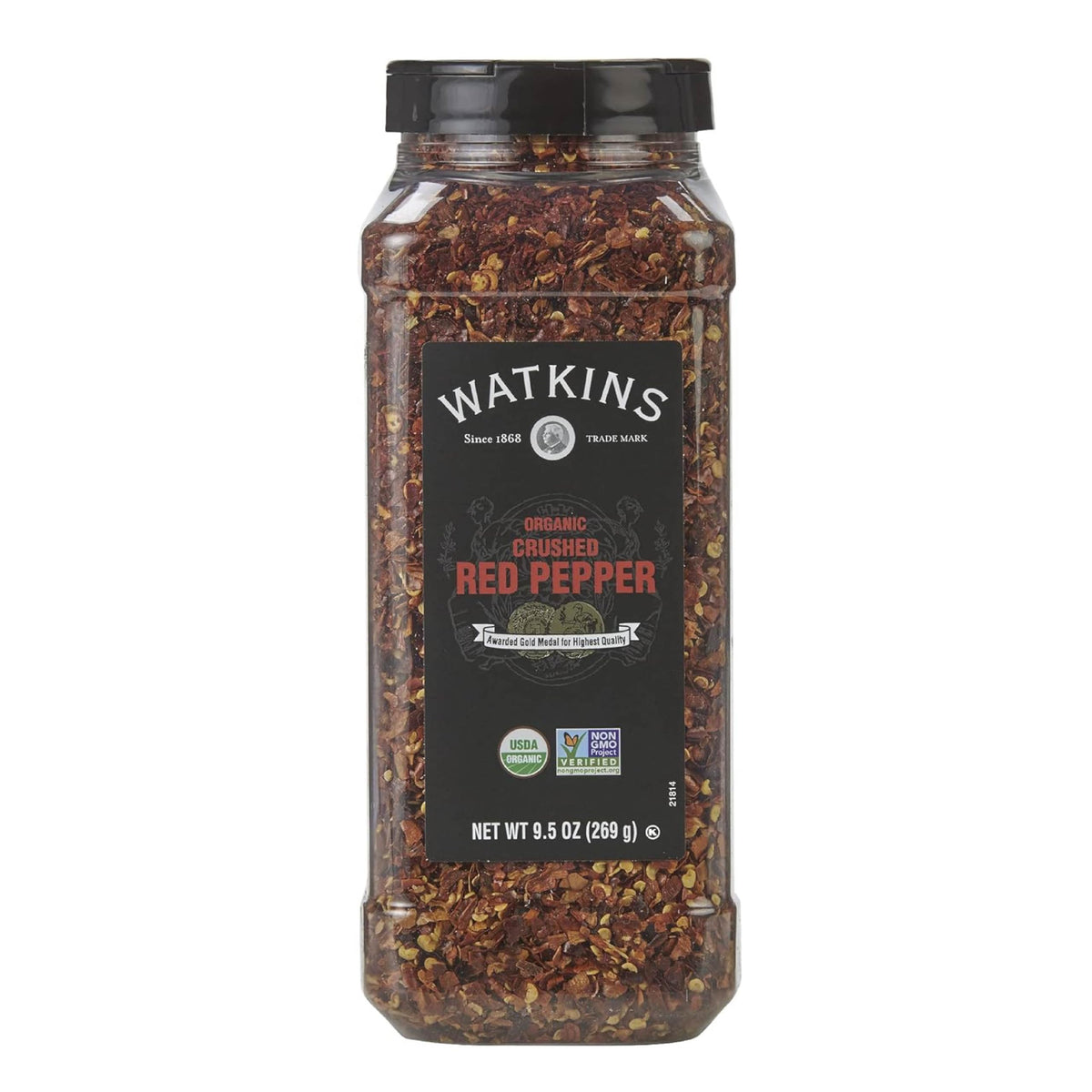 Watkins front label on 9.5 oz jar showing organic branding and benefit of quality
