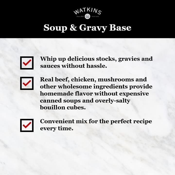Watkins gravy poured over roast illustrating convenient savory sauce made fast