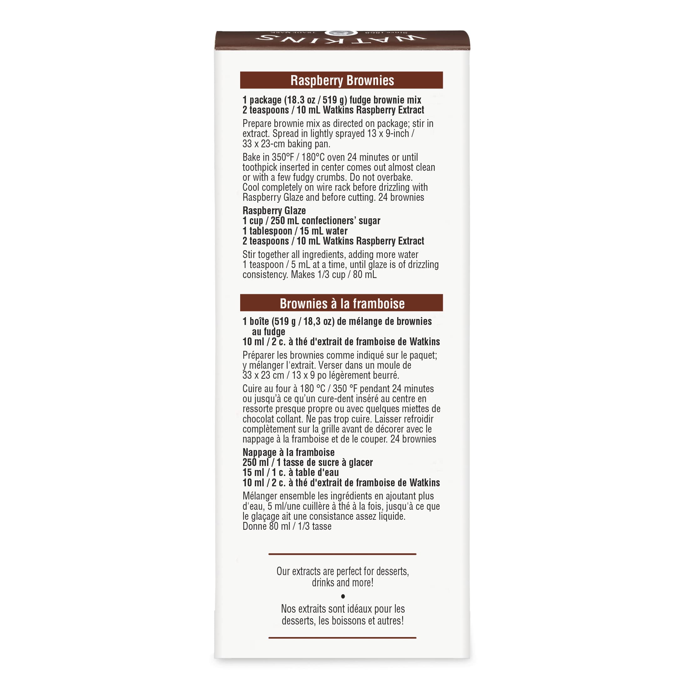 Watkins raspberry extract label detail showing natural ingredients and certifications
