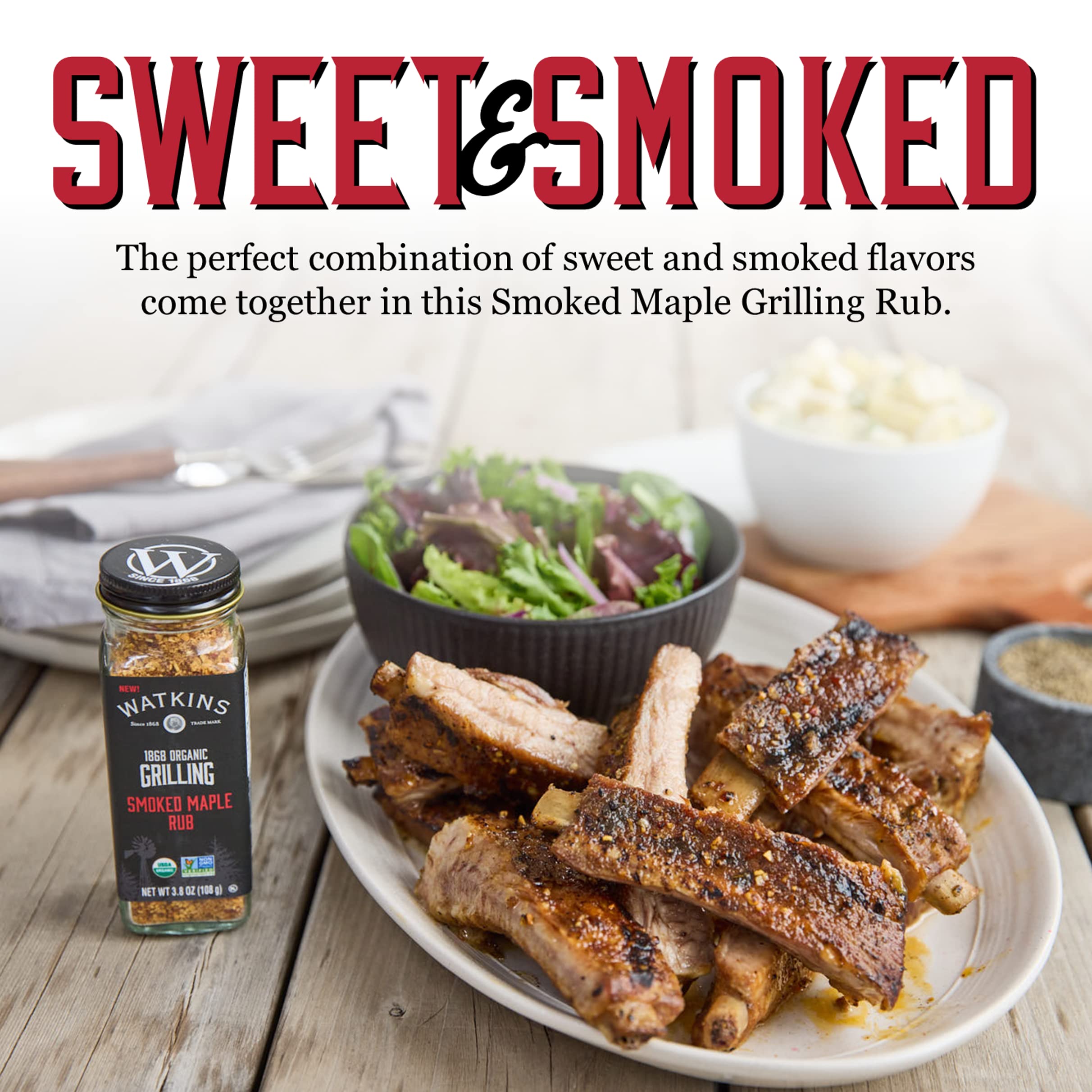 Watkins seasoned grilled chicken using rub creating caramelized, flavorful crust