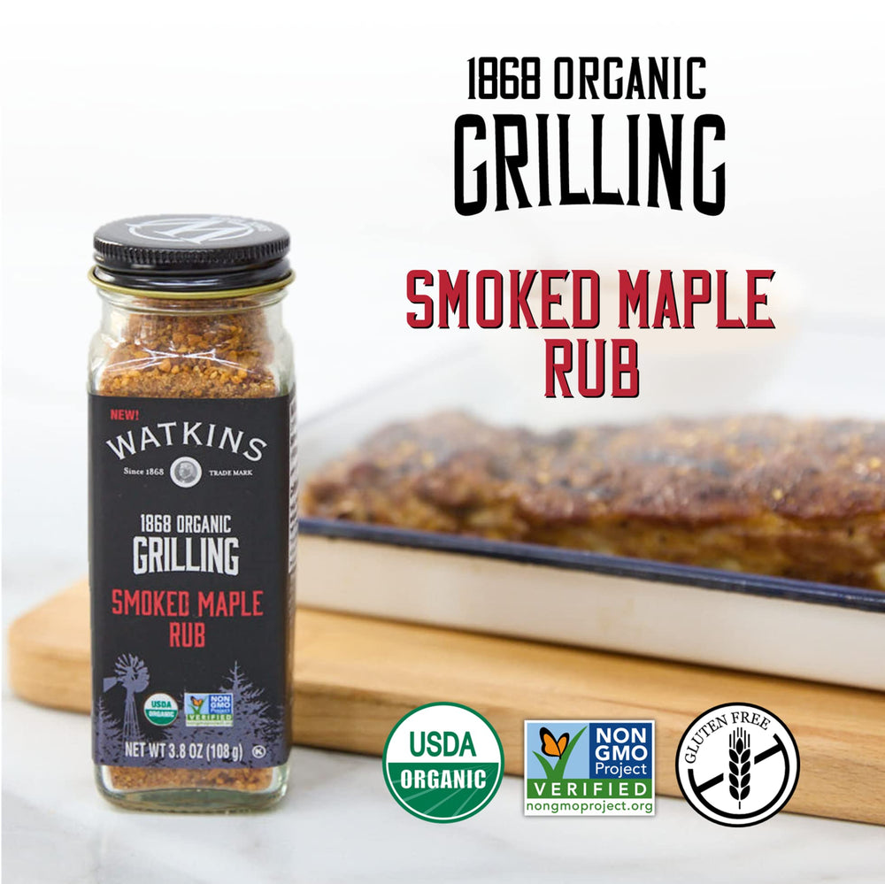 Watkins rub texture close-up showing granules and smoked-maple color for visual taste cue