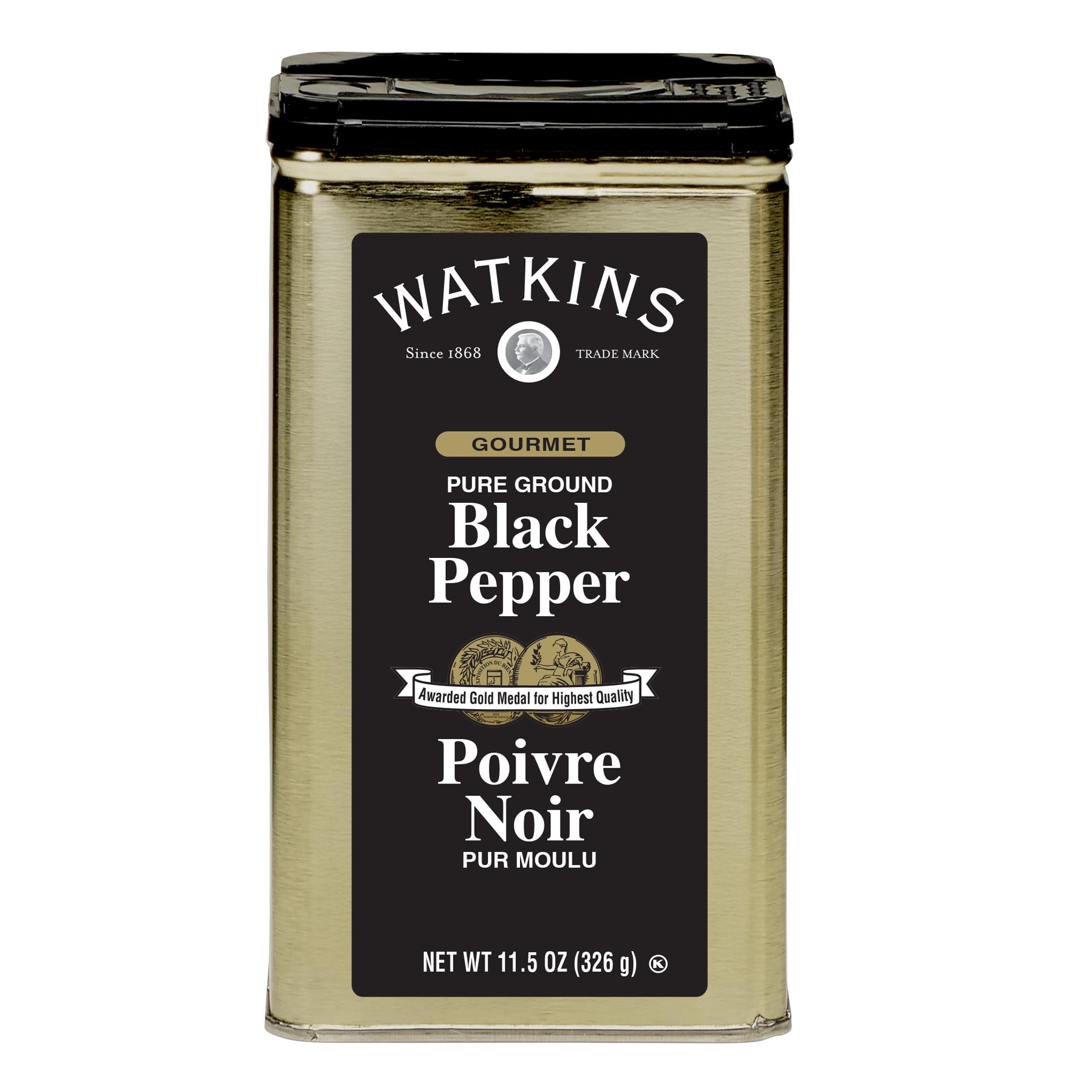 Watkins tin front packaging showing branding and 11.5 oz size benefit