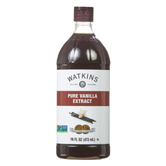 Watkins bottle front label showing 16 oz and premium vanilla benefit