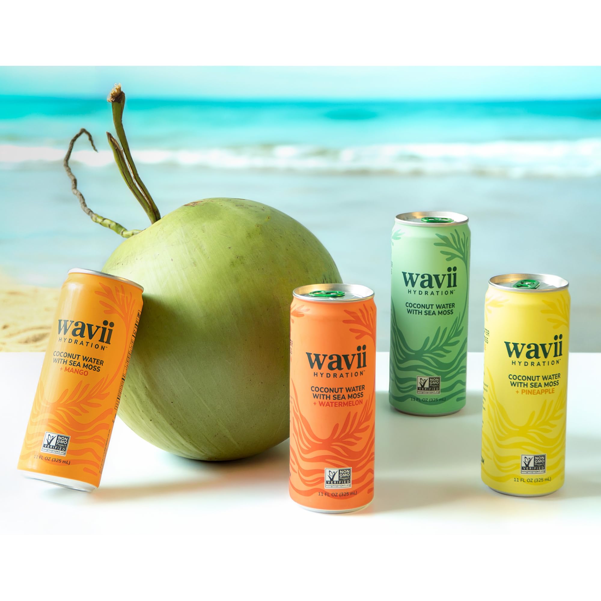 Wavii can in hand for scale showing single-serve portability and convenience