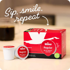 Wawa pod placed in single-serve brewer demonstrating quick brewing