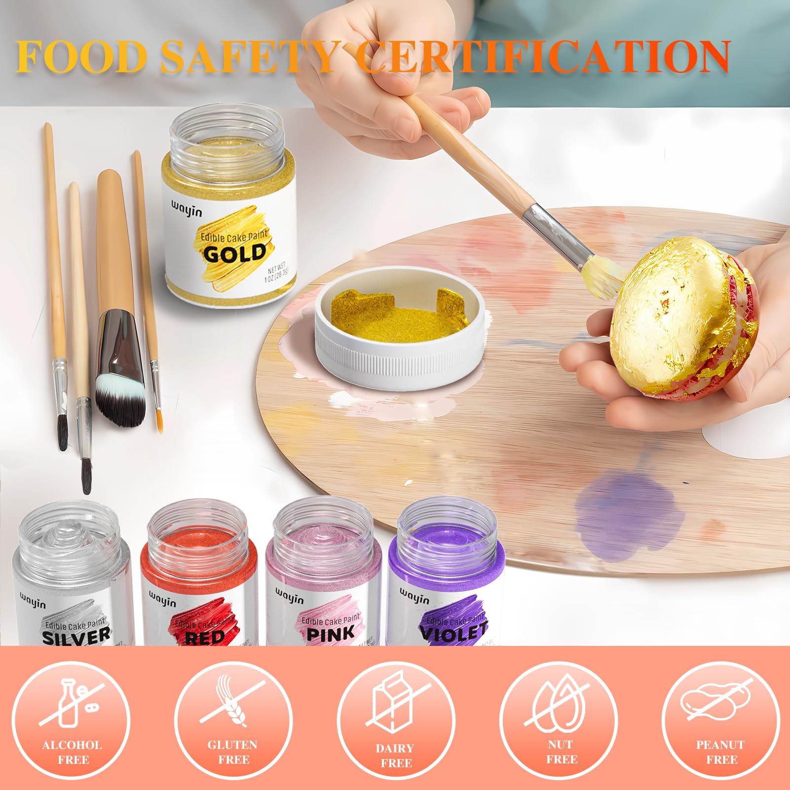 Wayin label close-up highlighting food-safe certification and ingredients