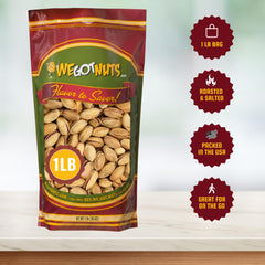 We Got Nuts open resealable pouch with in-shell pistachios and visible kernels ready to snack