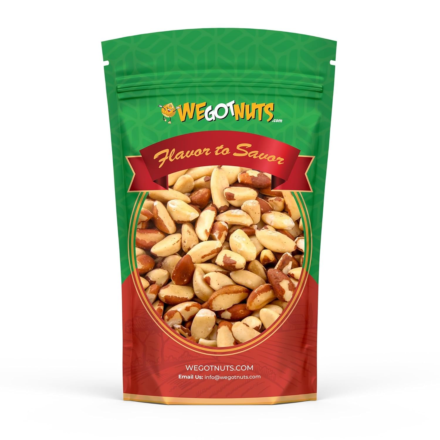 We Got Nuts front pouch showing product branding and resealable bag benefit