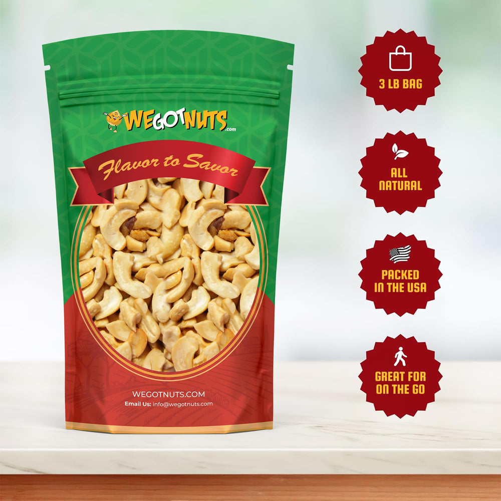 We Got Nuts close-up of raw cashew pieces texture and creamy benefit