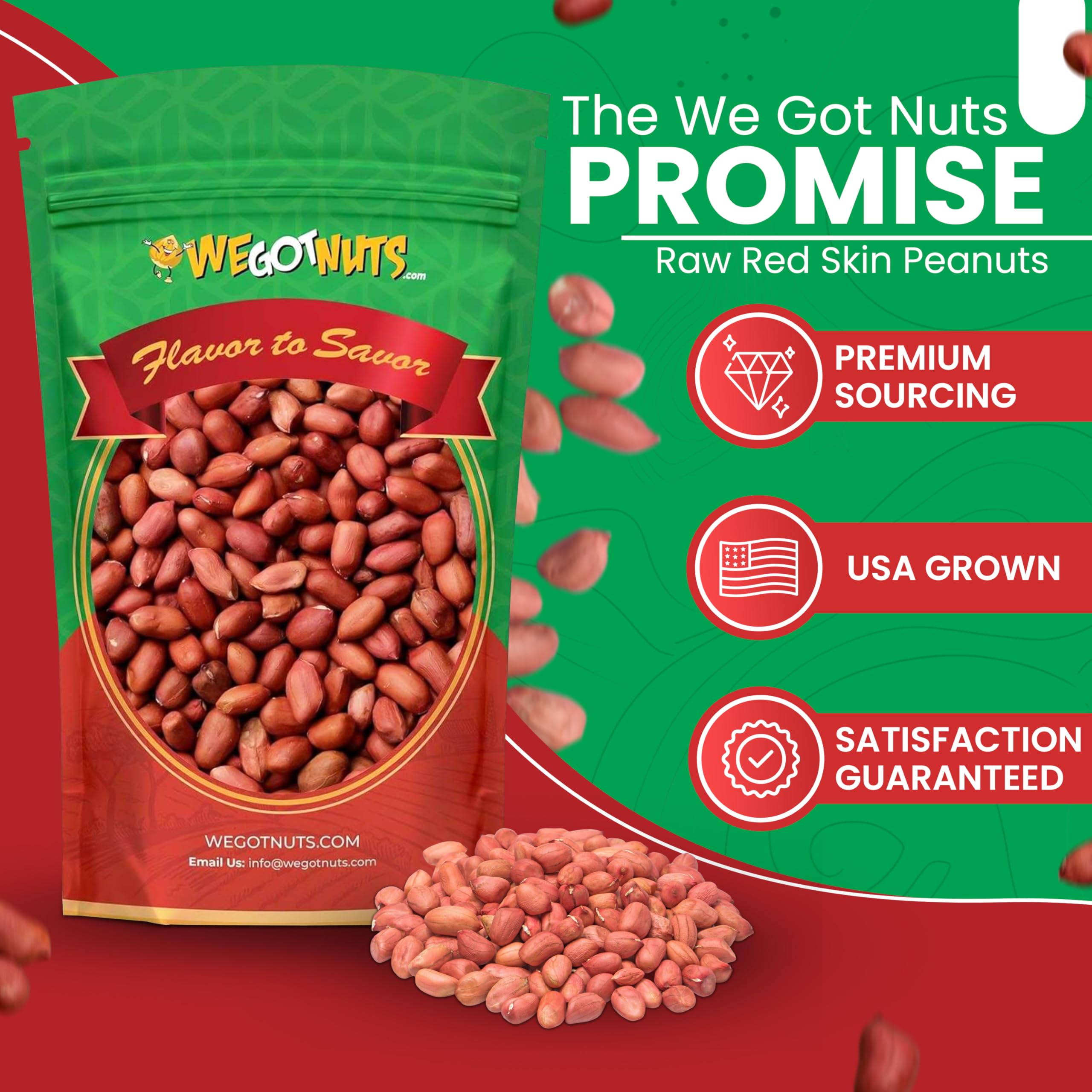 We Got Nuts close-up redskin peanuts showing texture and freshness