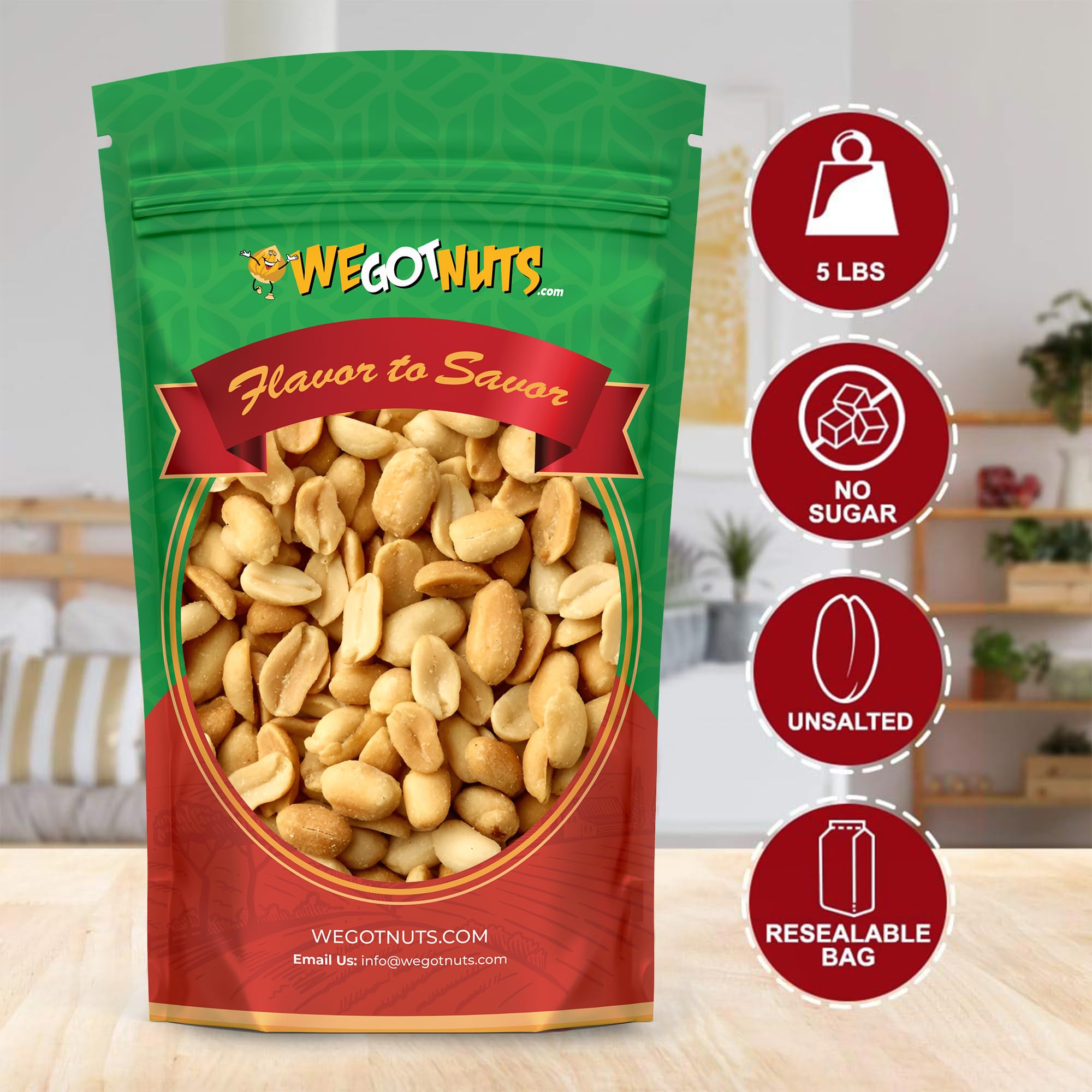 We Got Nuts hand scooping peanuts from bag illustrating easy portioning