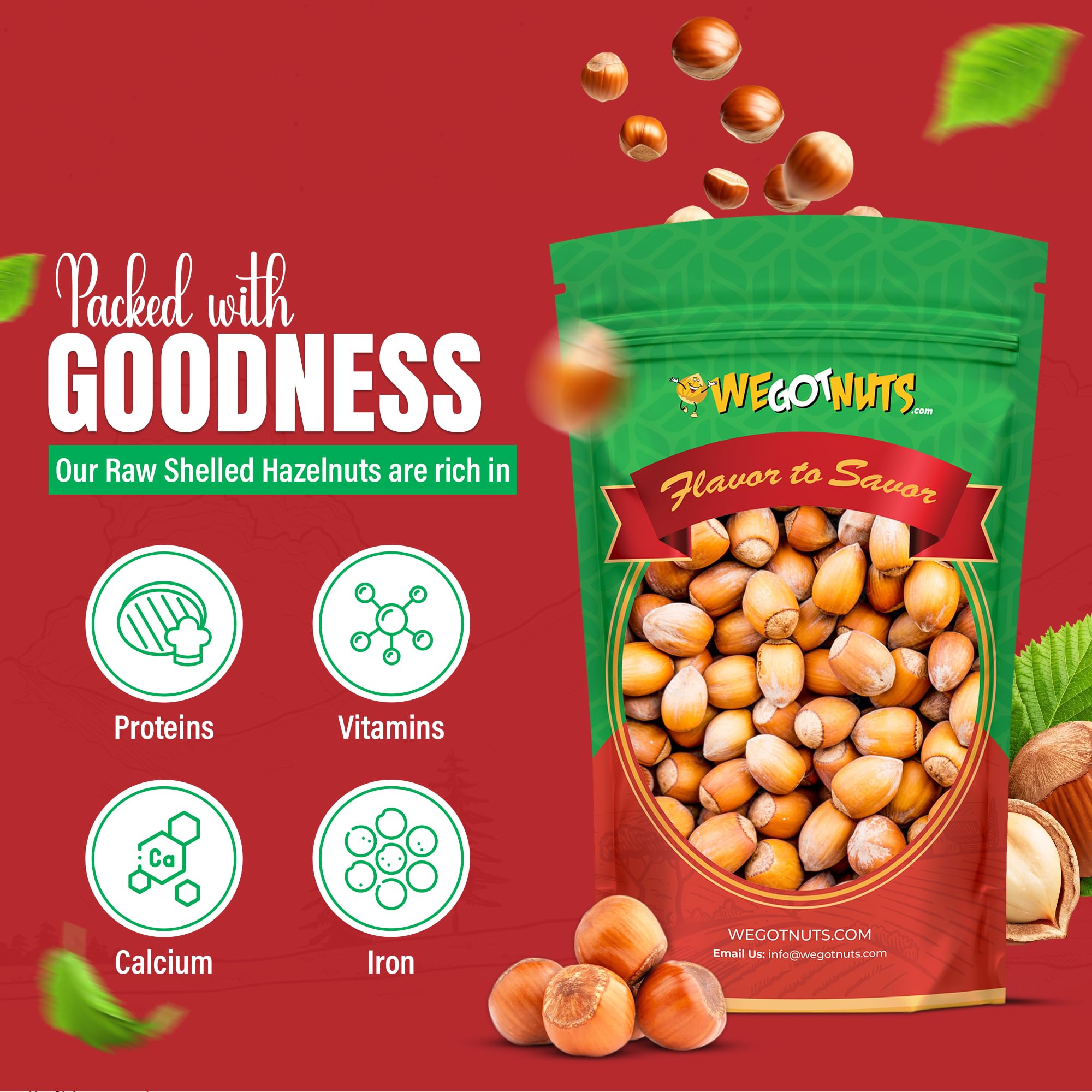 We Got Nuts close-up of hazelnut shell texture showing freshness