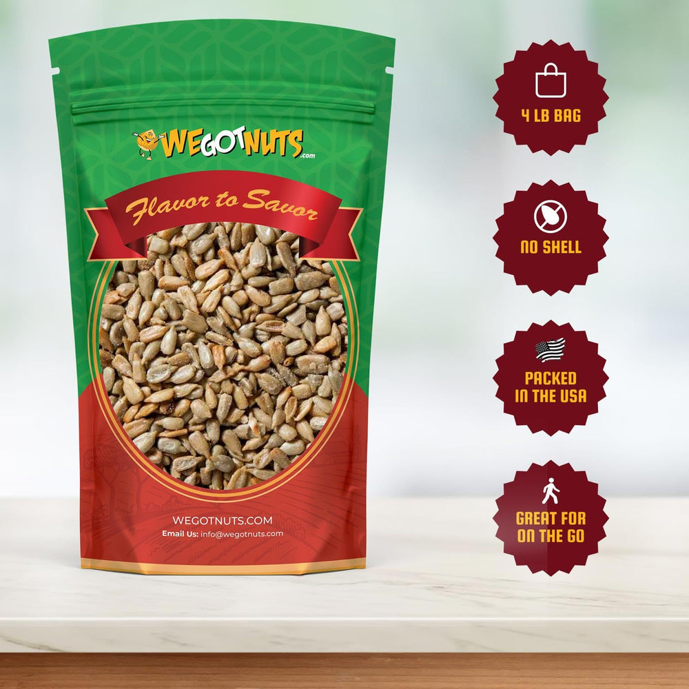 We Got Nuts open resealable bag with shelled kernels ready to use