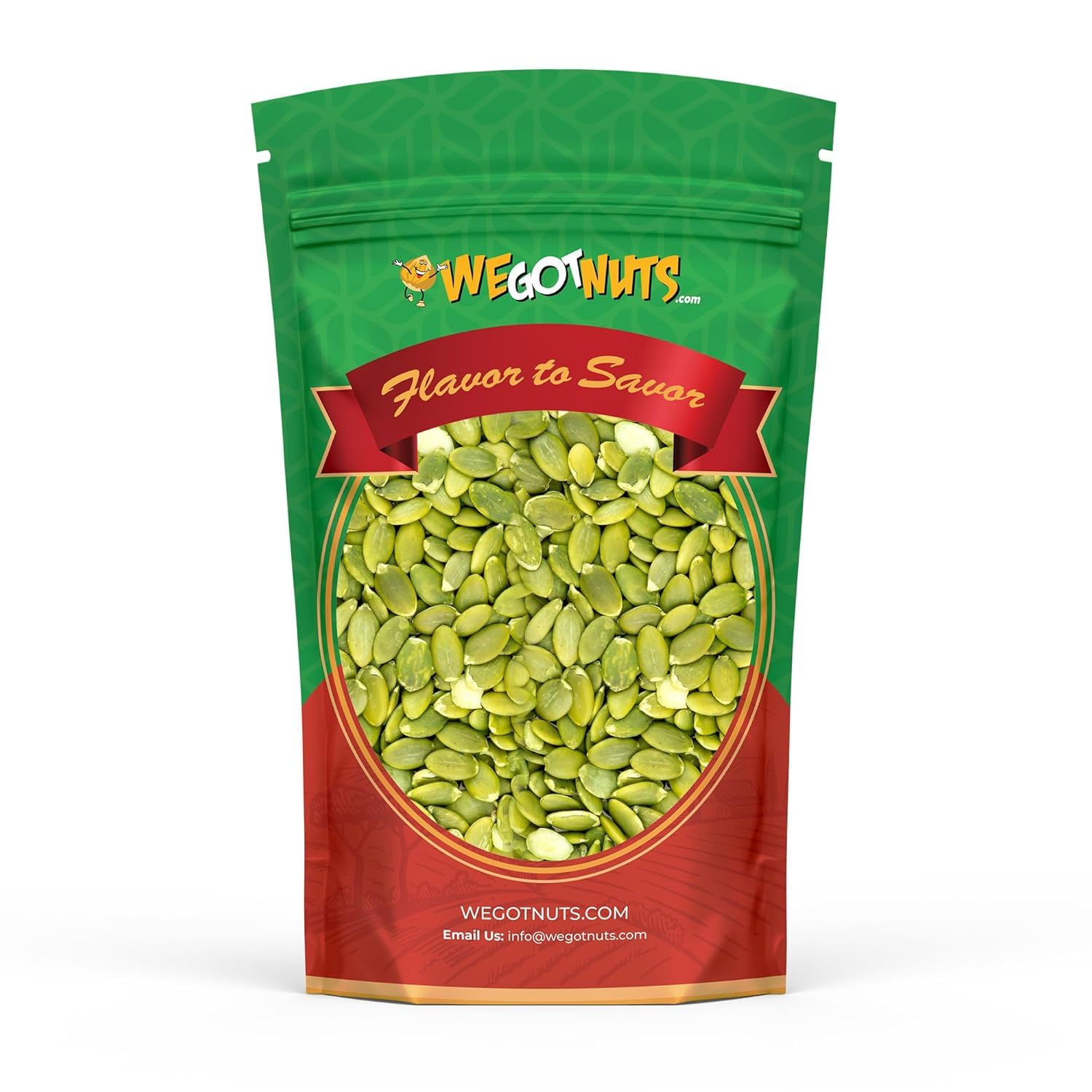 We Got Nuts front packaging showing 2 lb bag and label benefits