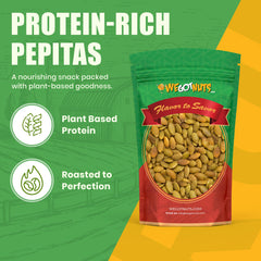 We Got Nuts hand holding a small pile of seeds showing portion convenience and portability