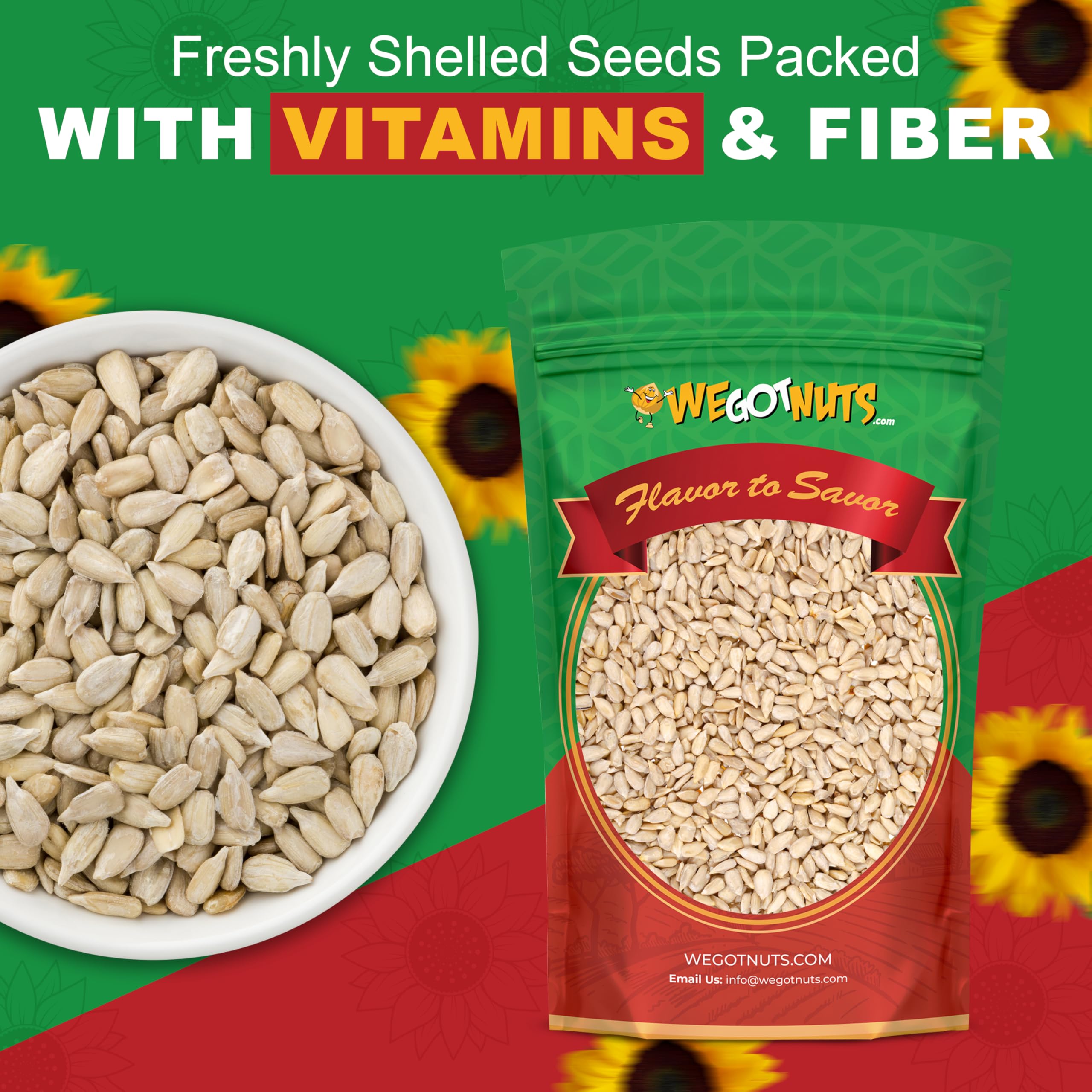 We Got Nuts sunflower kernels sprinkled on a salad adding crunch and color