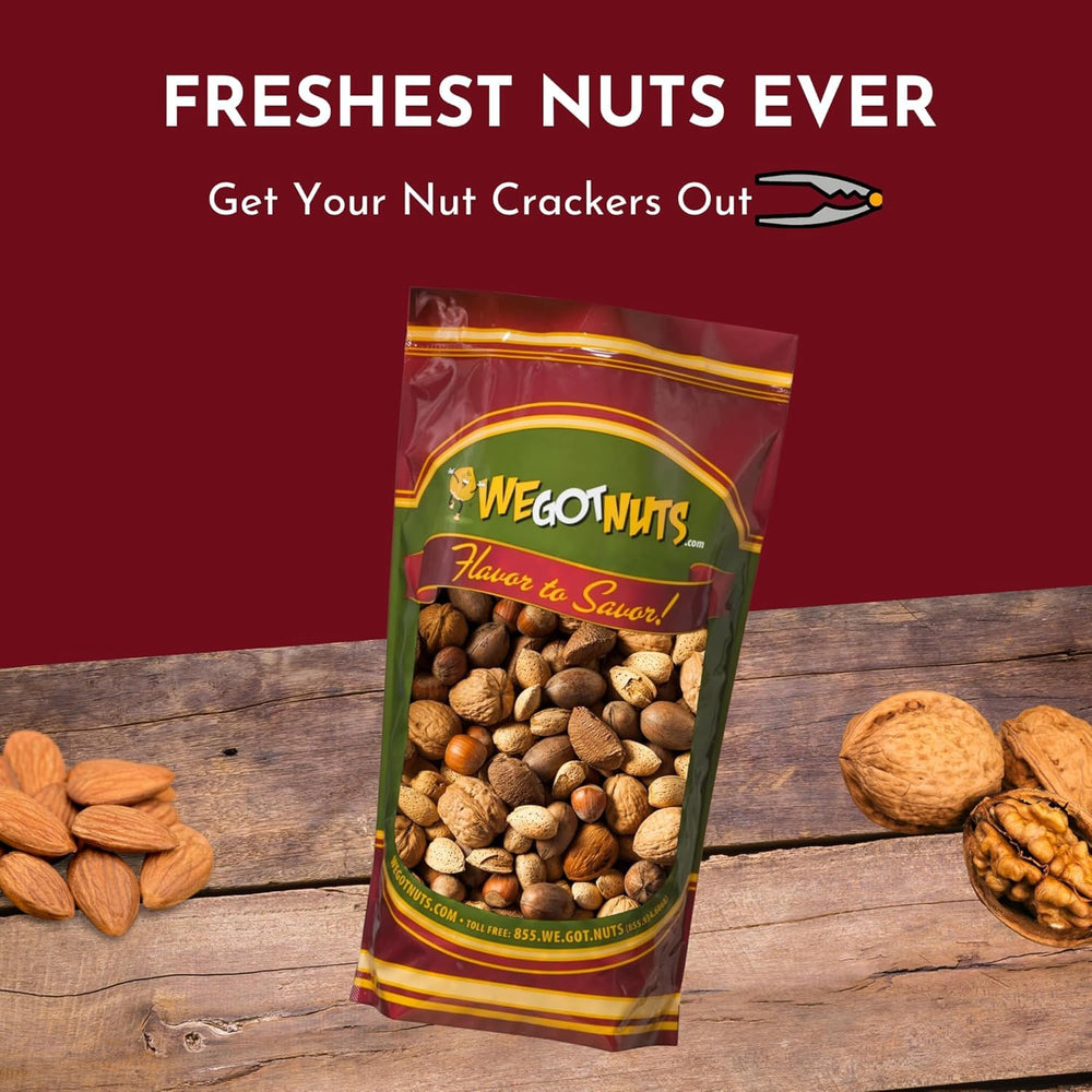 We Got Nuts hand cracking a shell demonstrating easy-to-open convenience