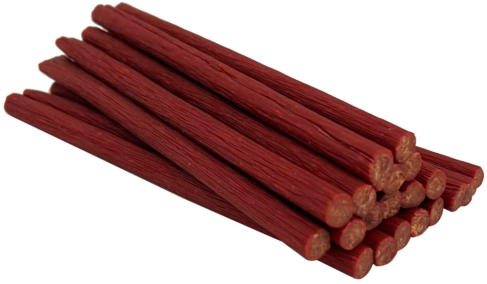 WEAVER'S single 7-inch beef stick close-up showing easy grab-and-go convenience