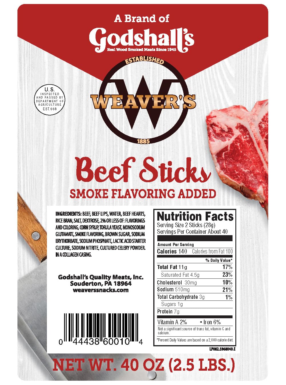WEAVER'S beef stick texture and cross-section showing firm bite and protein density