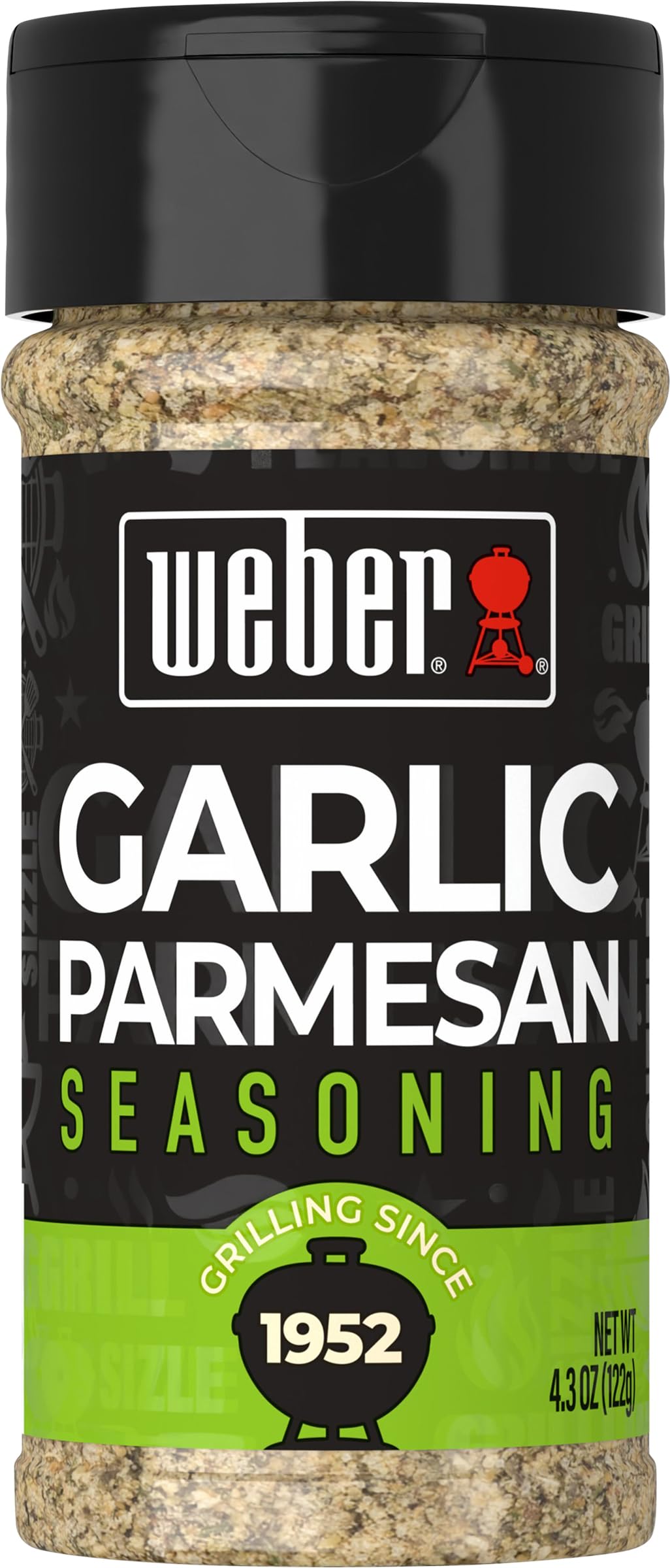 Weber front packaging showing shaker and brand, highlights convenience