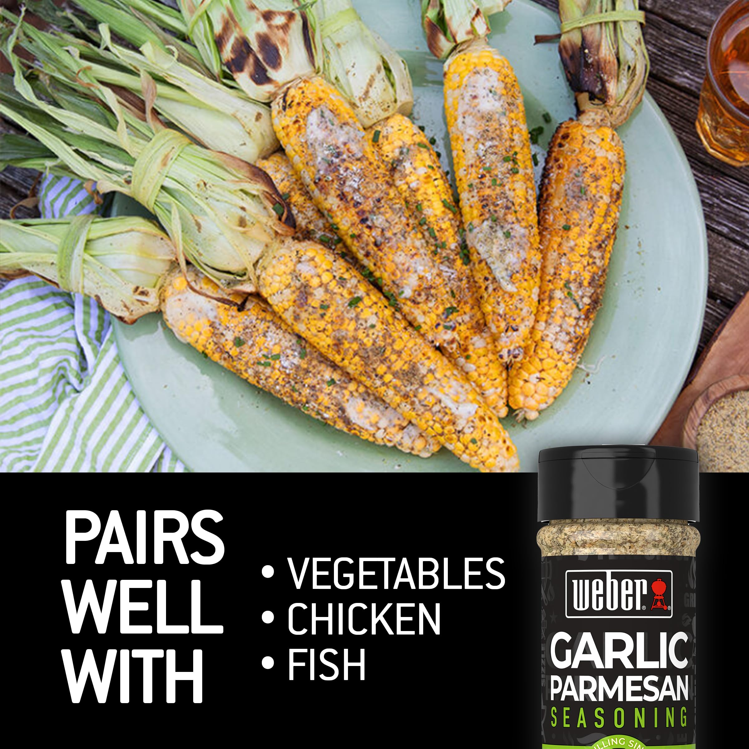 Weber seasoning poured over grilled steak for bold savory finish