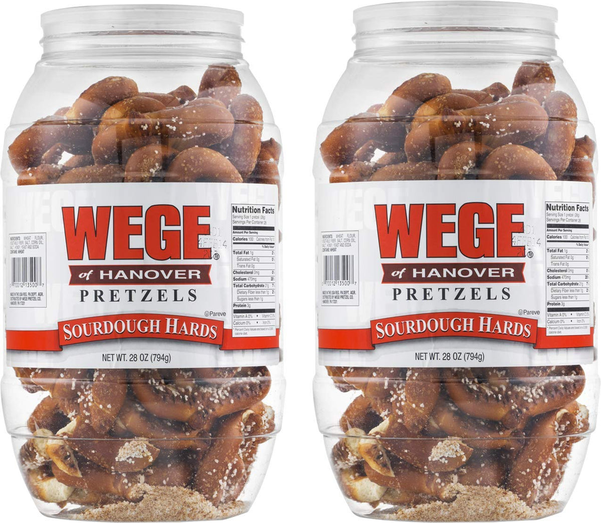 Wege Of Hanover front packaging showing two 28 oz barrels and product branding, highlights generous quantity